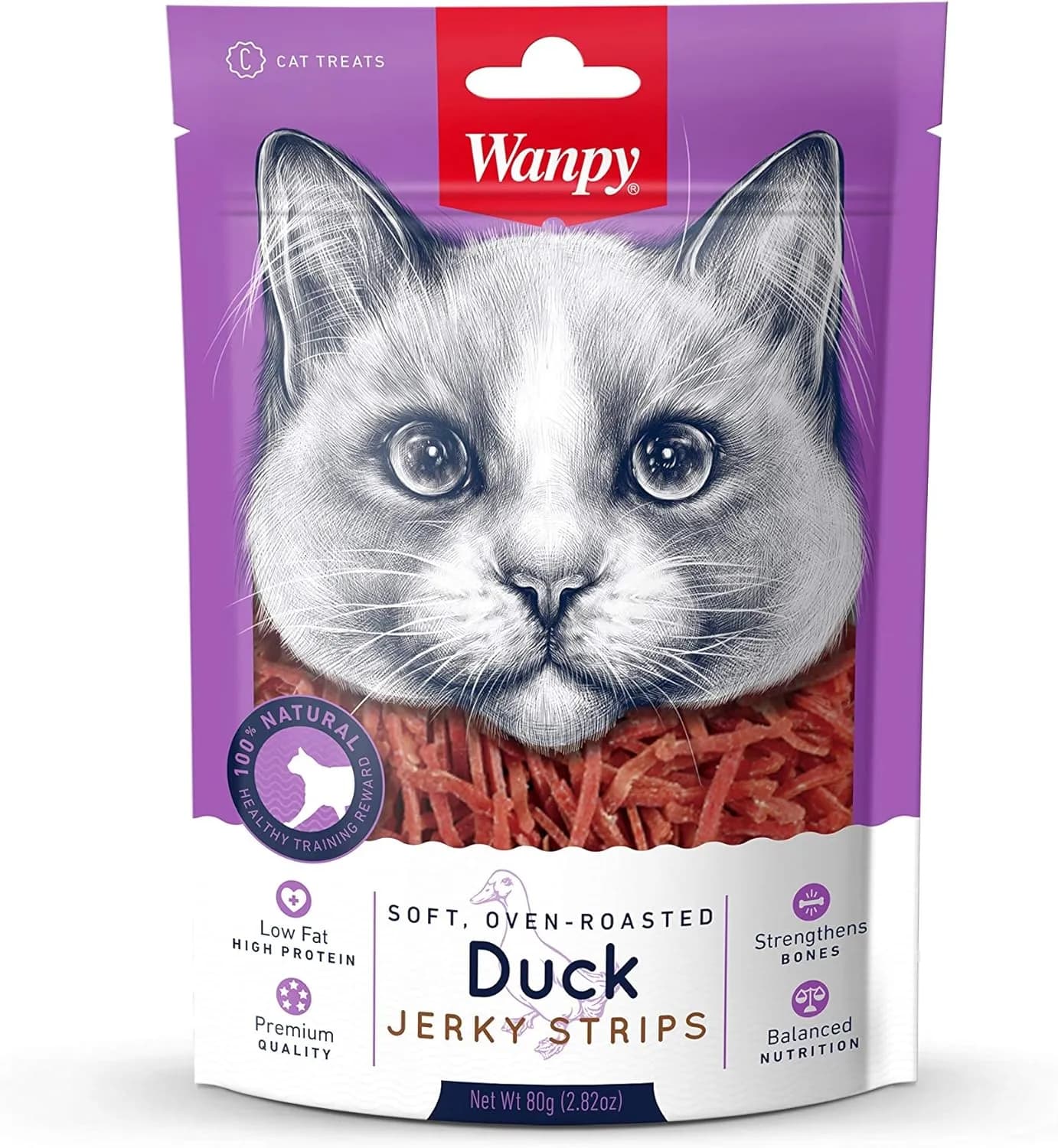 Wanpy Duck Jerky Strips Oven Roasted Cat Treats