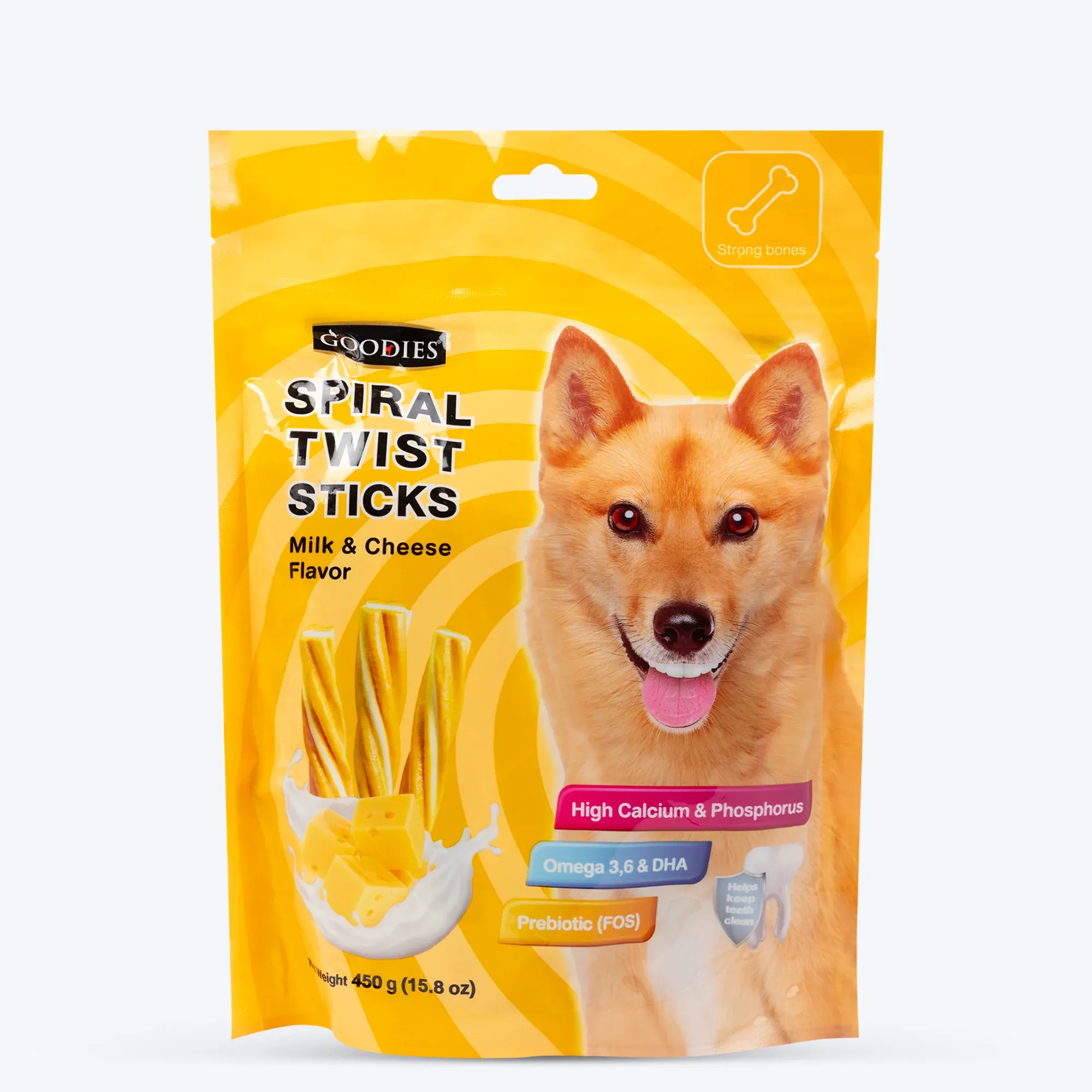 Goodies Spiral Twist Milk Cheese Yellow Chew Treats