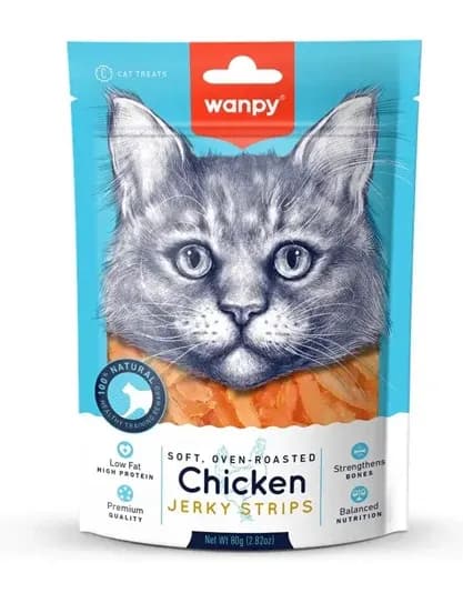 Wanpy Chicken Jerky Strips Oven Roasted Cat Treats