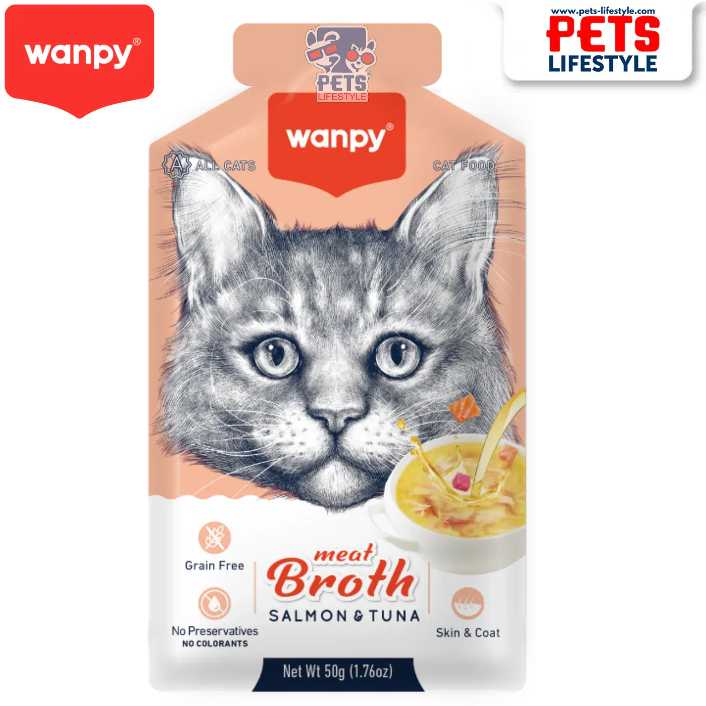 Wanpy Creamy Tuna Salmon Meat Broth Cat Treats