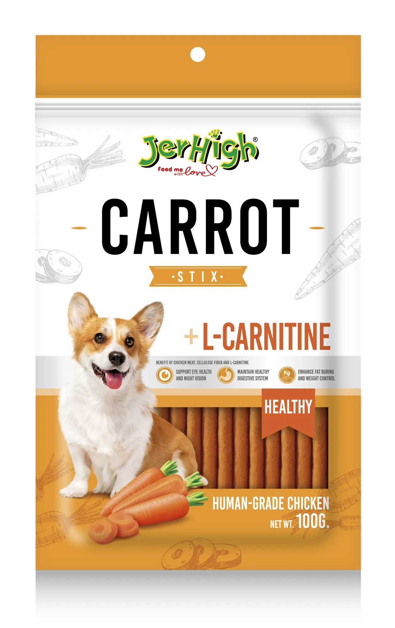 Jerhigh Carrot Stix Cartine Dog Treats view 1