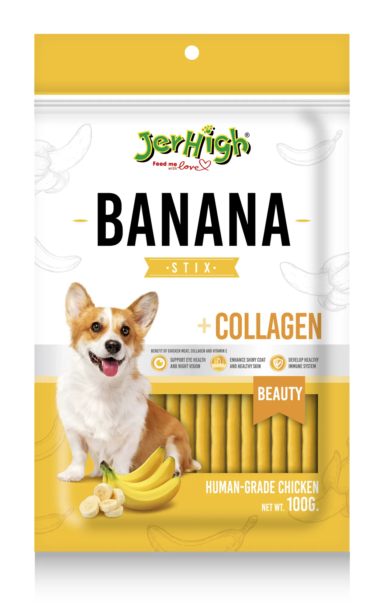 Jerhigh Banana Stick Collogen Dog Treats view 1