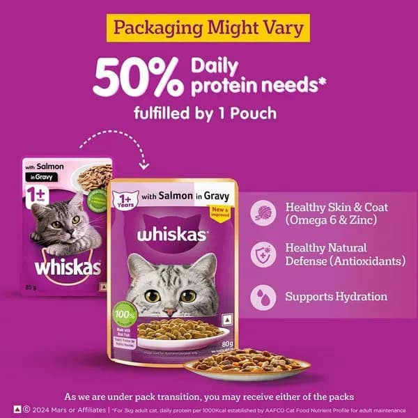 Whiskas Salmon Gravy Meal Adult Cat Wet Food view 3