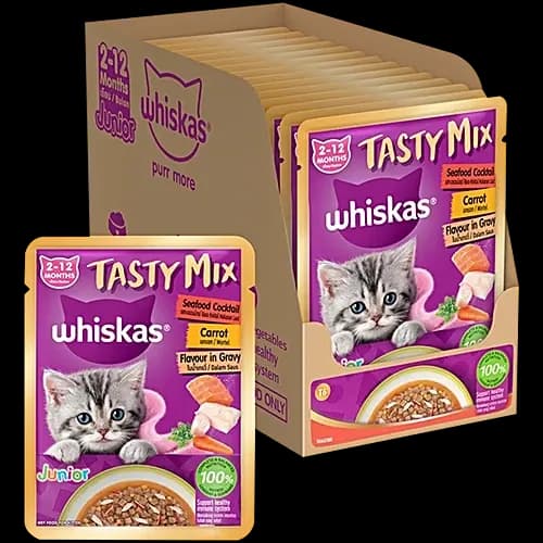 Whiskas Junior Kitten Cat Mix Seafood Cocktail Wet Food view 1