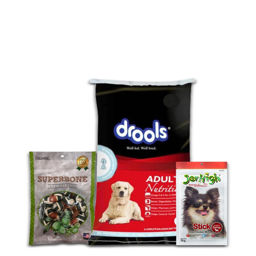 Drools Jerhigh Super Bone Adult Chicken And Vegetable Dog Food Olive Oil Combo view 1