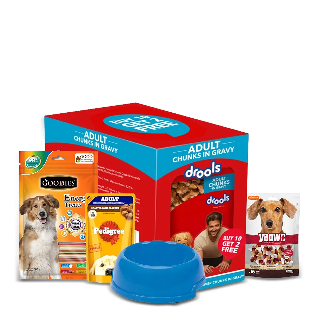Pedigree Drools Yaowo Royal Pet Needs Lamb And Liver Dog Food Feeding Bowl Combo