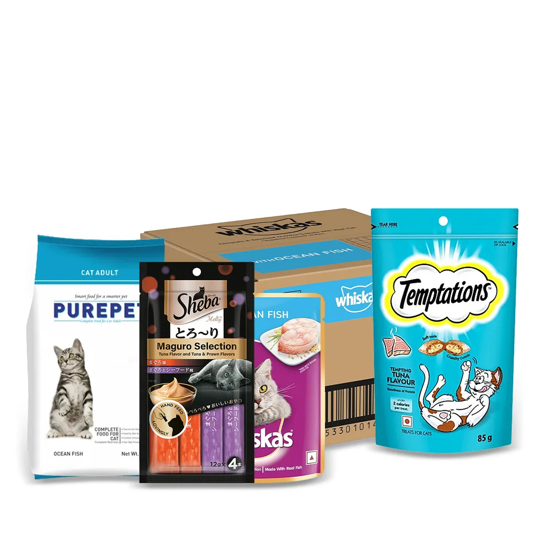 Purepet Temptations Sheba Whiskas Adult Cat Food And Tuna Treats Combo