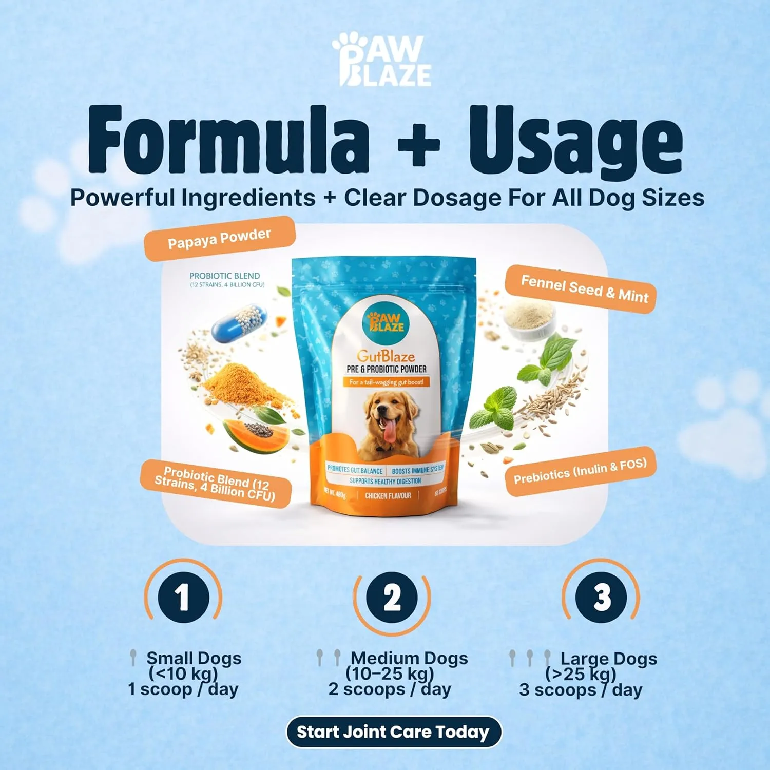 Paw Blaze Gutblaze Pre Probiotic Powder Dogs Supplement view 4