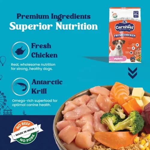 Carniwel Chicken Kibble Small Puppy Dog Dry Food view 4