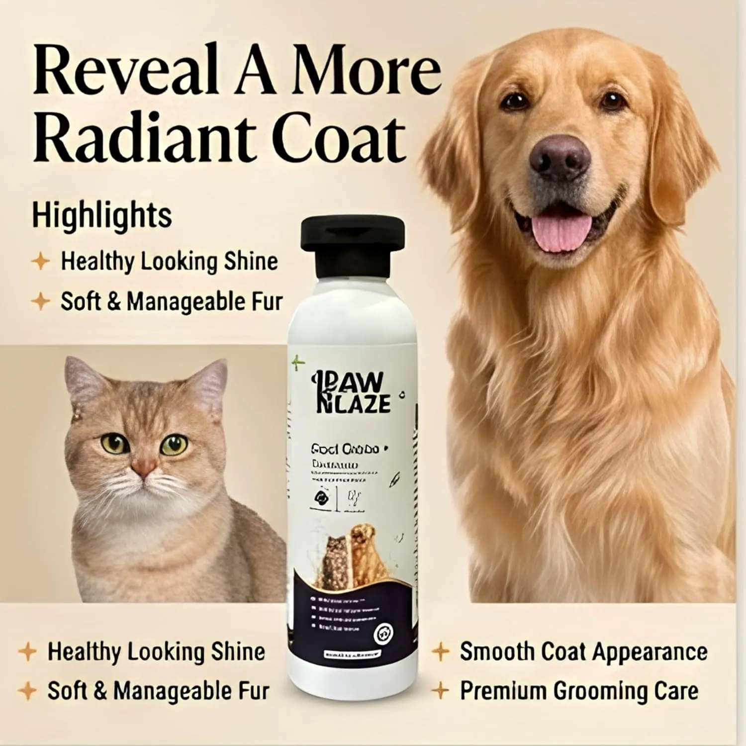 PawBlaze CoatShine+ Shampoo for Dogs & Cats (Soft, Silky & Glossy Coat Care) view 4