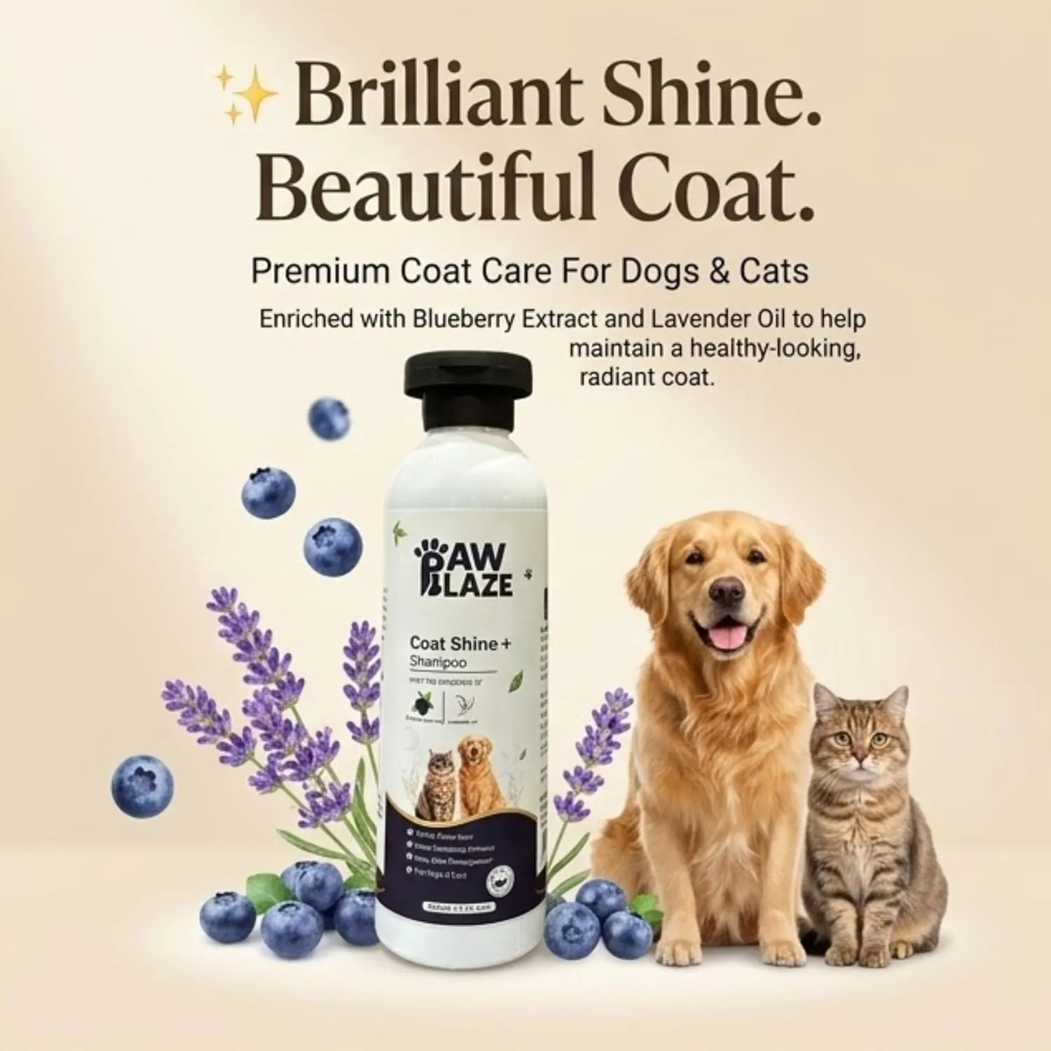 PawBlaze CoatShine+ Shampoo for Dogs & Cats (Soft, Silky & Glossy Coat Care) view 2