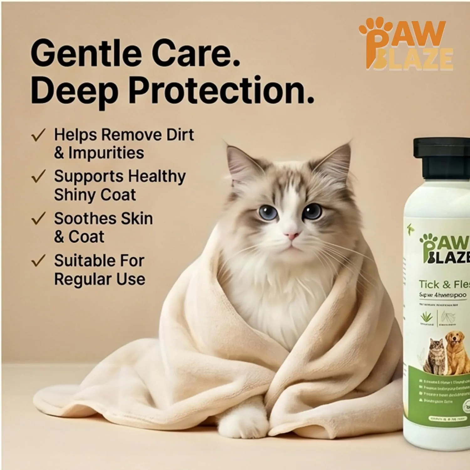 PawBlaze Tick & Flea Care Shampoo for Dogs & Cats view 3