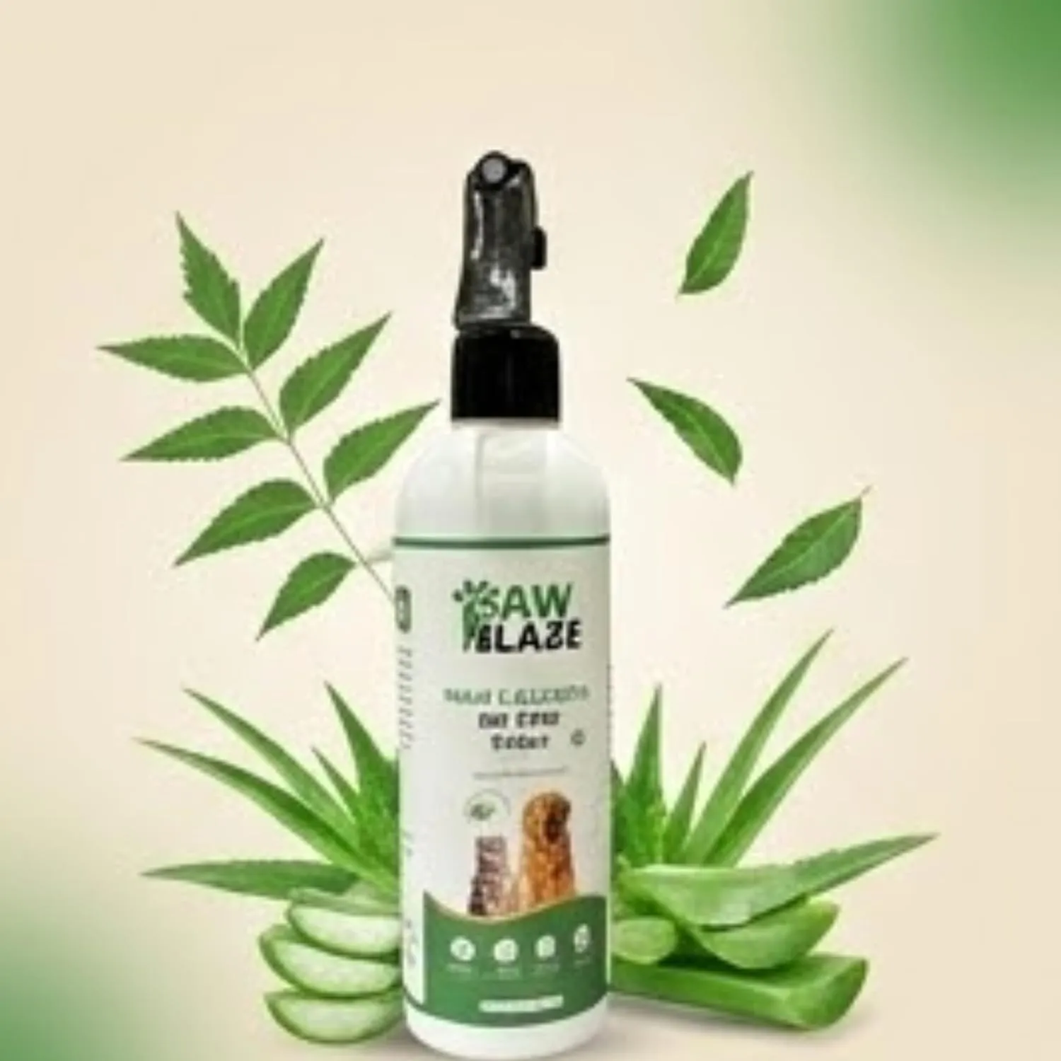PawBlaze Neem & Aloe Vera Dry Bath Spray for Dogs & Cats