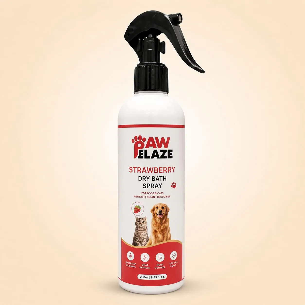 PawBlaze Aqua Fresh Dry Bath Spray (Strawberry, Rosemary & Aloe Vera)