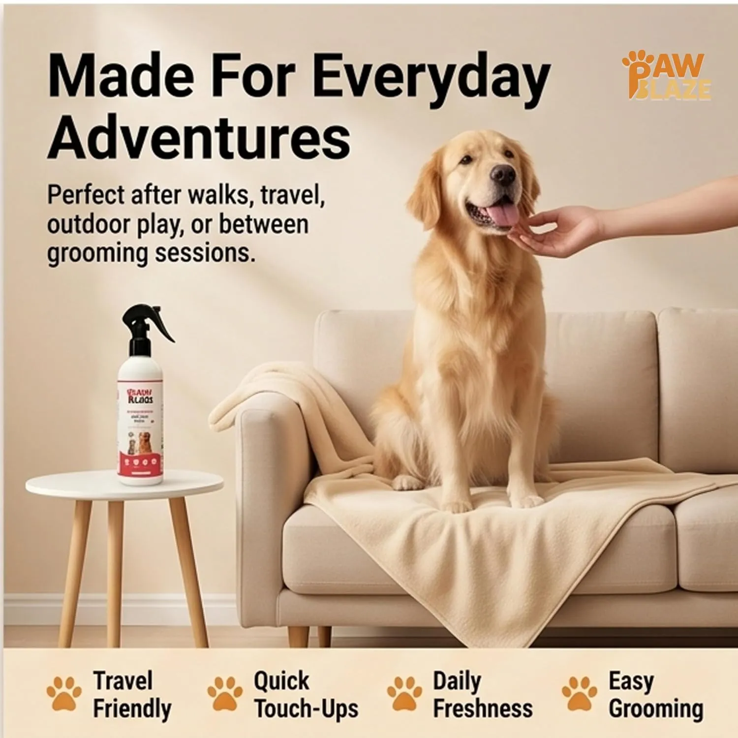PawBlaze Aqua Fresh Dry Bath Spray (Strawberry, Rosemary & Aloe Vera) view 4