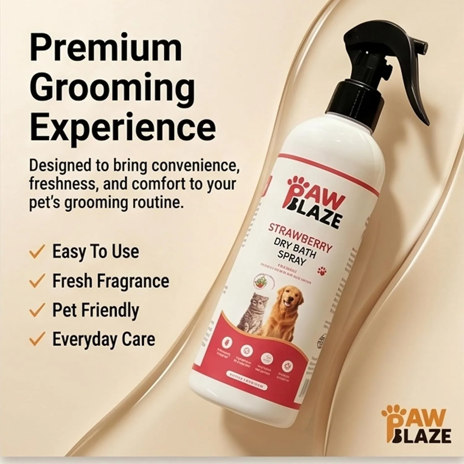 PawBlaze Aqua Fresh Dry Bath Spray (Strawberry, Rosemary & Aloe Vera) view 3