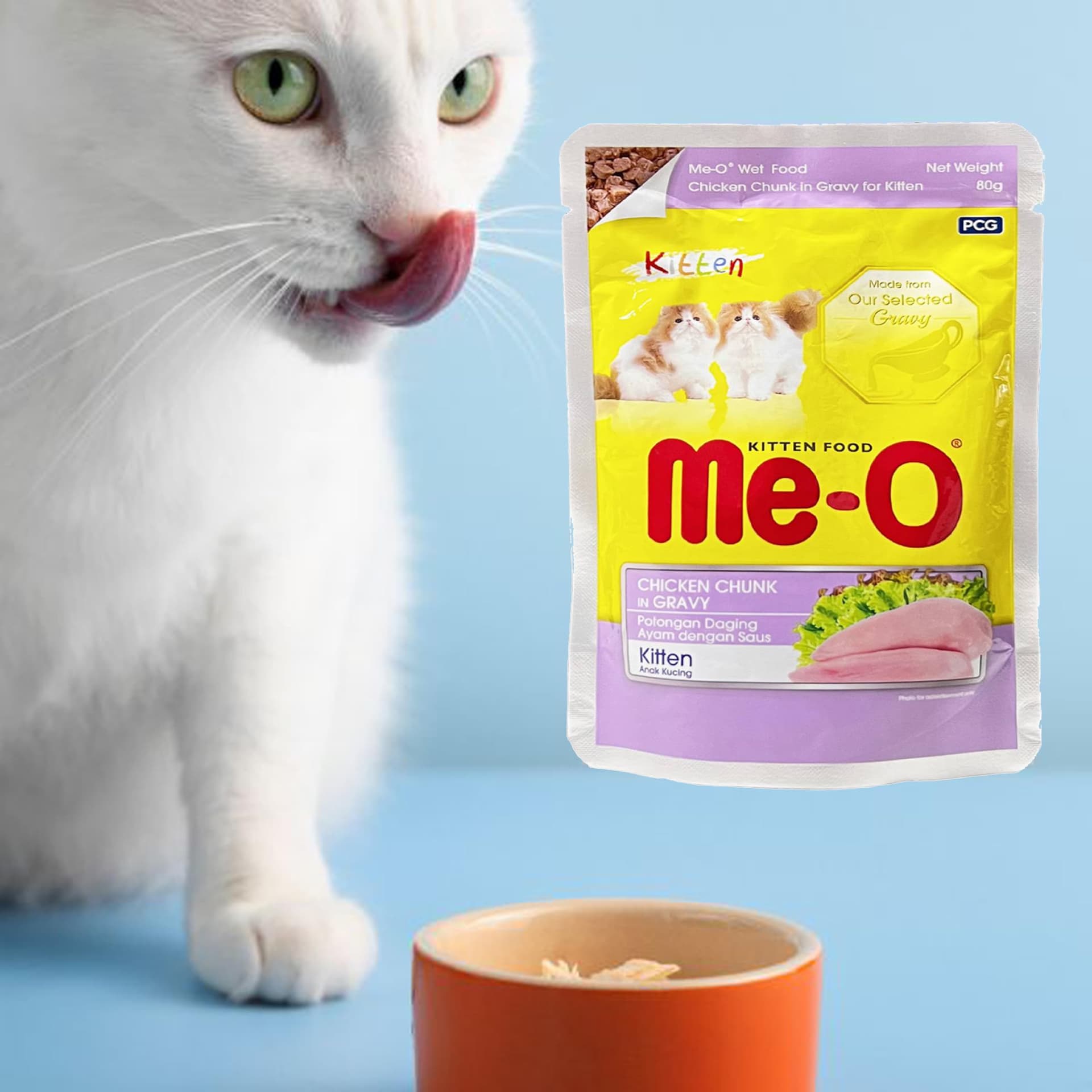 Me O Chicken Chunks Gravy Kitten Cat Wet Food view 1