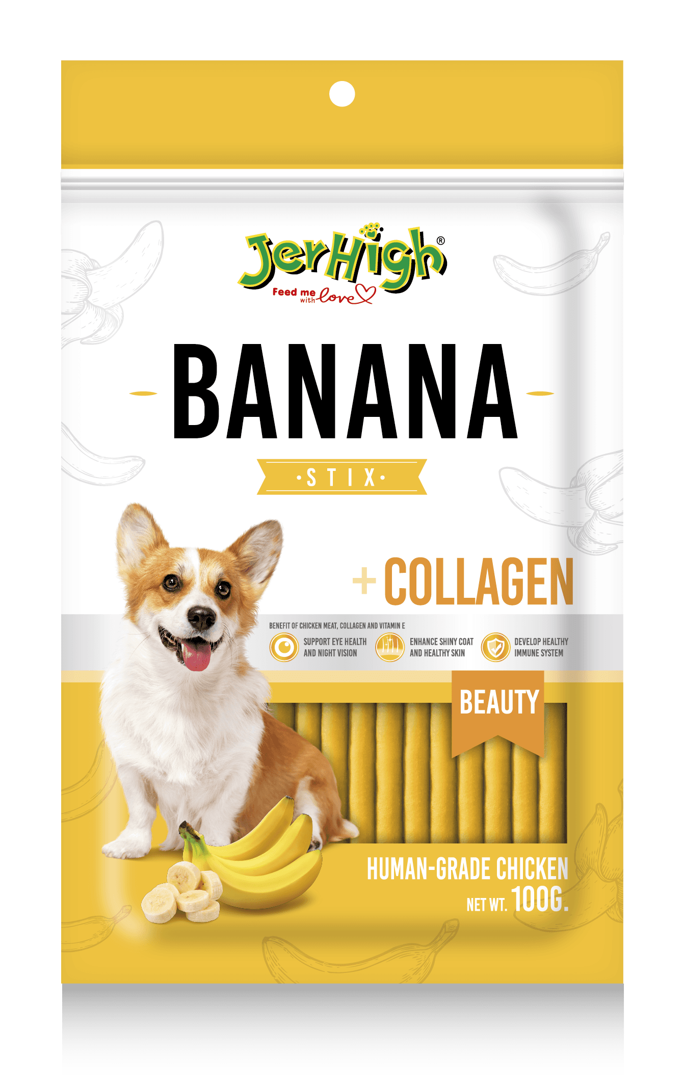 Jerhigh Banana Stick Collogen Dog Treats