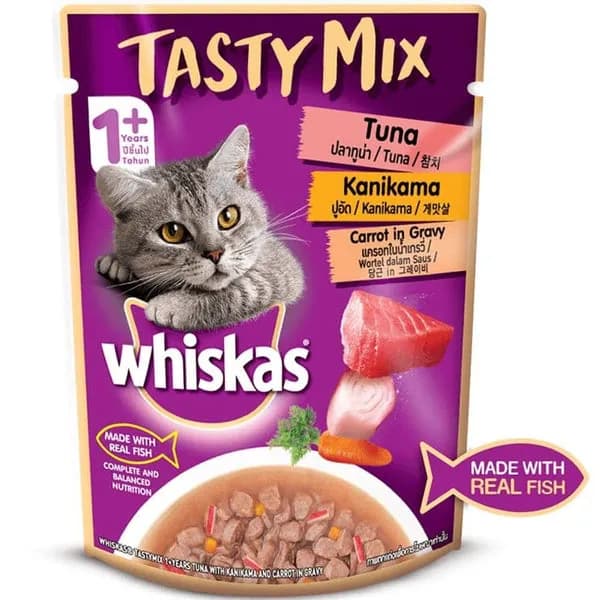 Whiskas Mix Tuna Kanikama Carrot Gravy Cat Wet Food