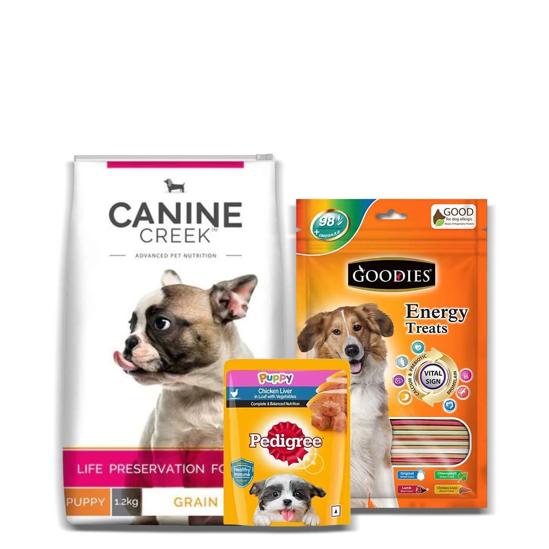 Canine Creek Pedigree Goodies Grain Free Puppy Dog Food And Lamb Treats Combo