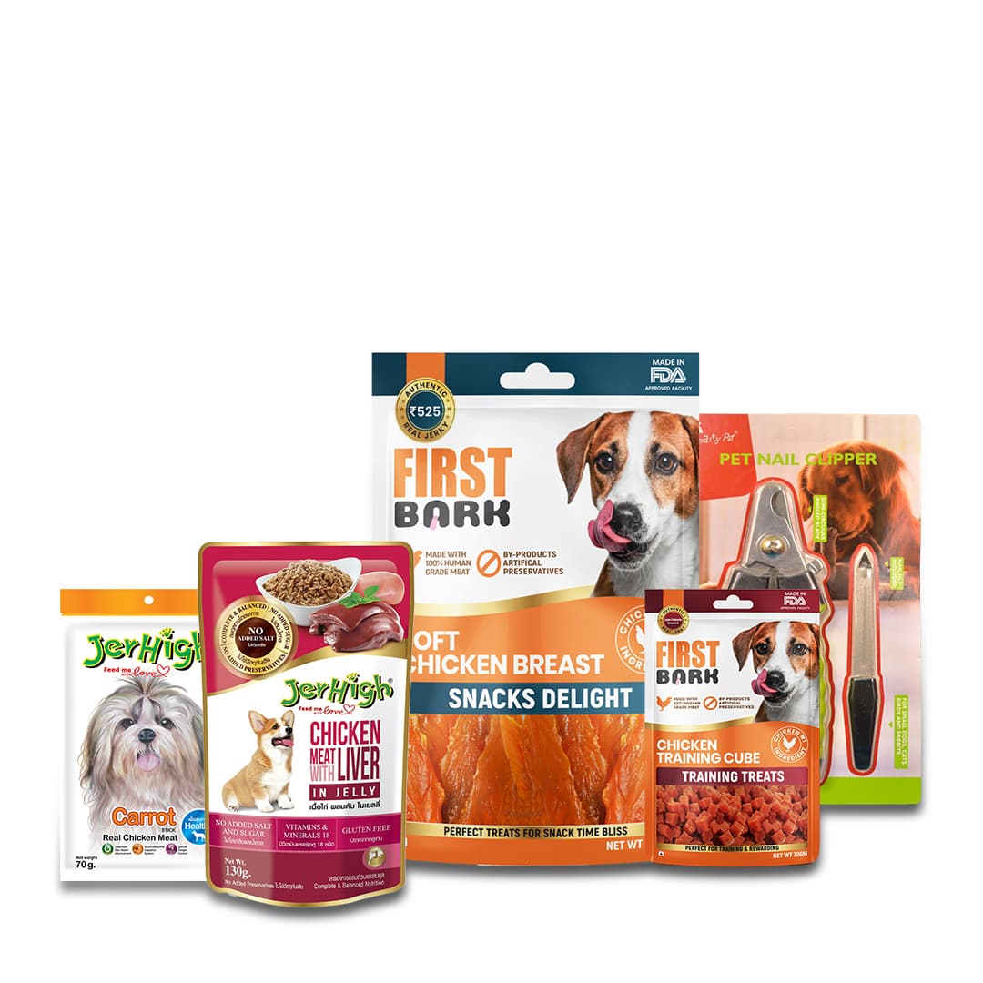 First Bark Chicken Training Treats Meat In Jelly And Pet Grooming Combo