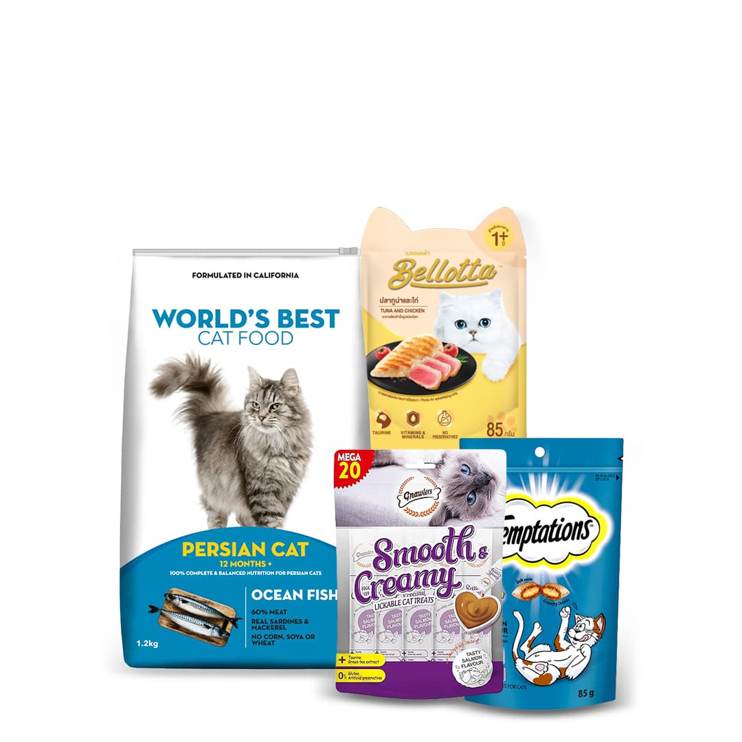 Worlds Best Bellotta Temptations Gnawlers Persian Cat Food And Salmon Treats Combo