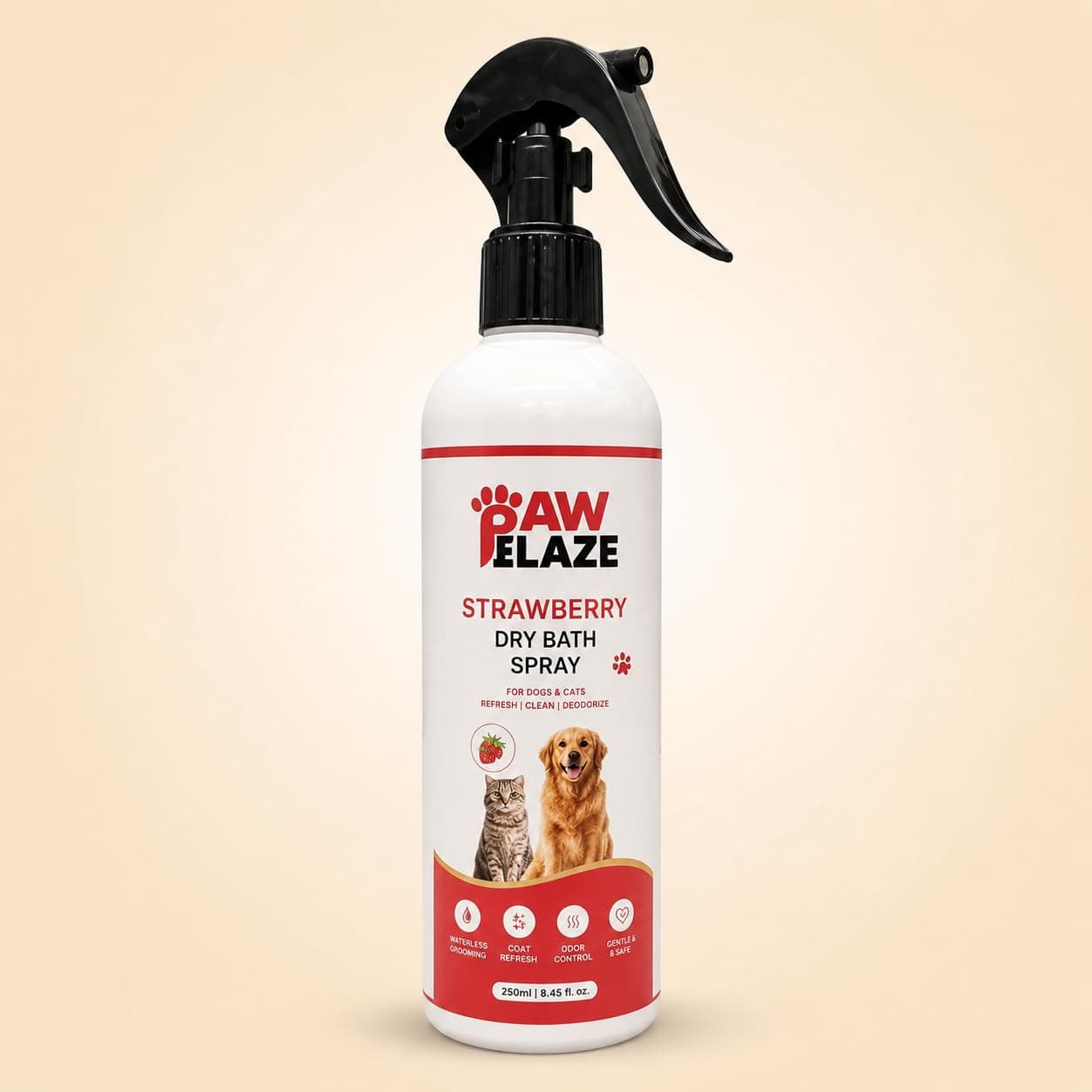 PawBlaze Aqua Fresh Dry Bath Spray (Strawberry, Rosemary & Aloe Vera)